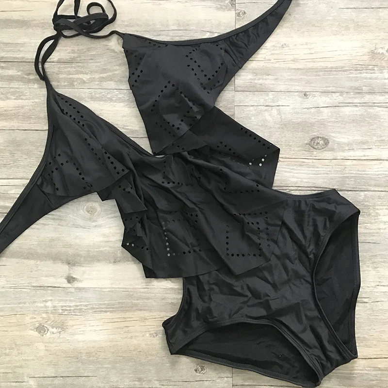 2017 One Piece Swimsuit Sexy Plunging Neck Flouncing High Cut Trikini Push Up Monokini Bathing Suit For Women Thong Swimwear plus-size-black-swimsuit : image 2017 One Piece Swimsuit Sexy Plunging Neck Flouncing High Cut Trikini Push Up Monokini Bathing Suit For Women Thong Swimwear plus-size-black-swimsuit