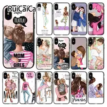 Ruicaica черный детский супер мама ТПУ мягкий силиконовый черный чехол для телефона для iPhone 8 7 6 6S Plus 5 5S SE XR X XS MAX Coque Shell
