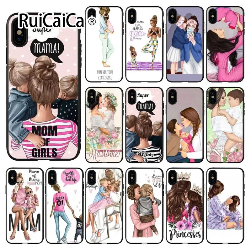 Ruicaica черный детский супер мама ТПУ мягкий силиконовый чехол для телефона iPhone 8 7 6