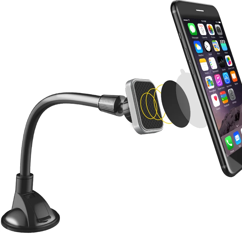 XMXCZKJ Long Arm Mobile Phone Magnetic Car Windshield Dashboard Mount Holder Desk Sucker Cup Cell Phone Stand For iPhone Xiaomi