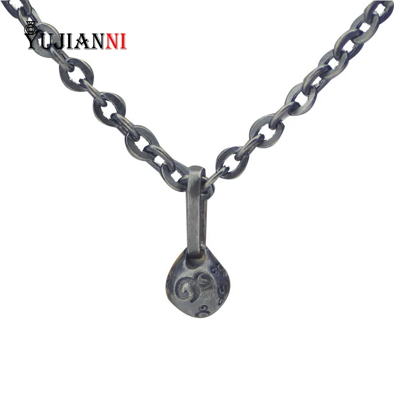 

Antique 925 Sterling Silver Necklace With Water Drop Pendant Chain Black Dangle Necklace Jewelry Without Beads Not Original
