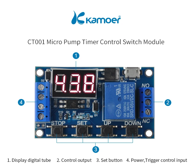 Kamoer CT001 микронасос таймер задержки переключения модуль для двух-микро-туфли-лодочки (жидкий Перистальтический насоса, мембранного насоса)