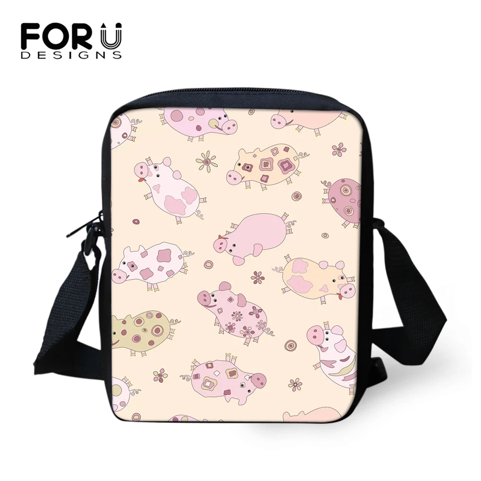 

FORUDESIGNS Women Messenger Bags Cartoon Animal Pattern Crossbody Bag Kids Purse Small Phone Coin Angel Pig Print Bag Mini Flaps