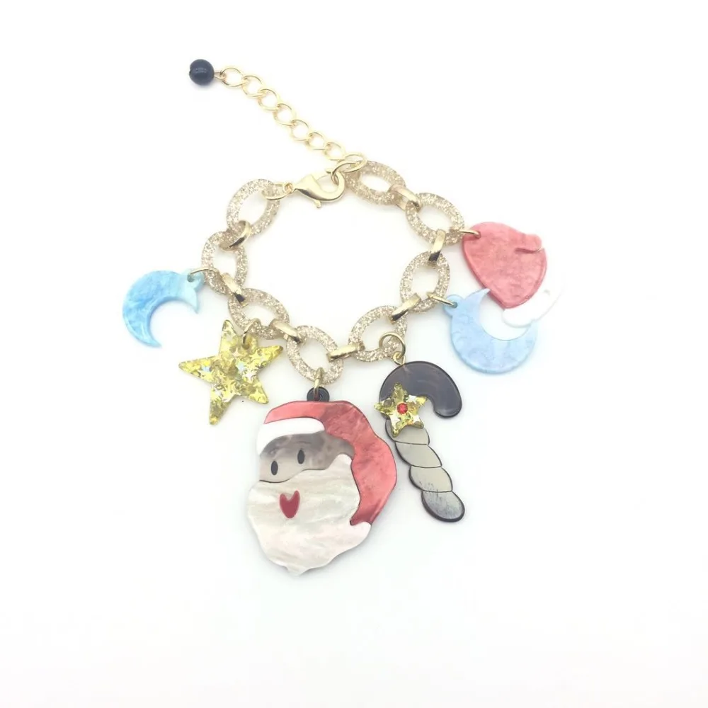 

Christmas Jewelry Santa Claus Star Moon Bracelet for women girls Accessories Wholesale acrylic bangle bracelets pulseras mujer