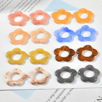 

New style 50pcs/lot 25mm color printing cartoon flowers shape resin beads diy jewelry earring/garment accessory