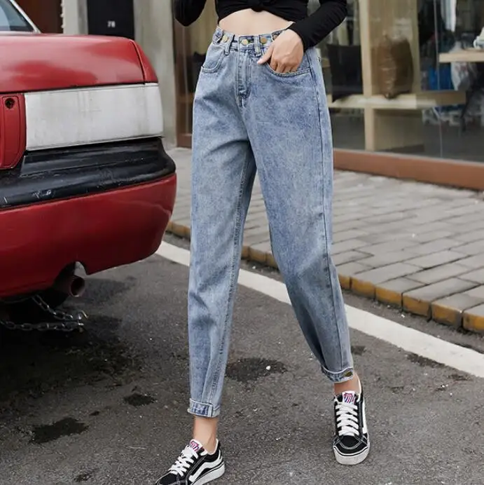 Mom Jeans High Waist cintura alta Vintage Pencil Pants Jeans Boyfriend Casual Denim Trousers For Women Black Blue Plus Size 2019