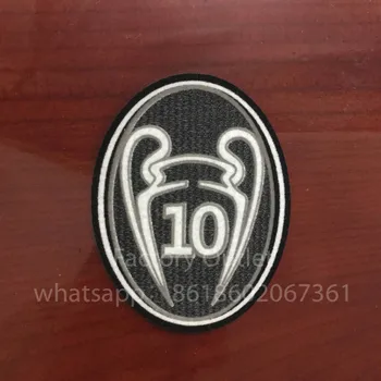 

10 pcs a lot Trophy 10 times champion patch Dark grey UCL patch champion 10 times trophy patch soccer top quality free ship