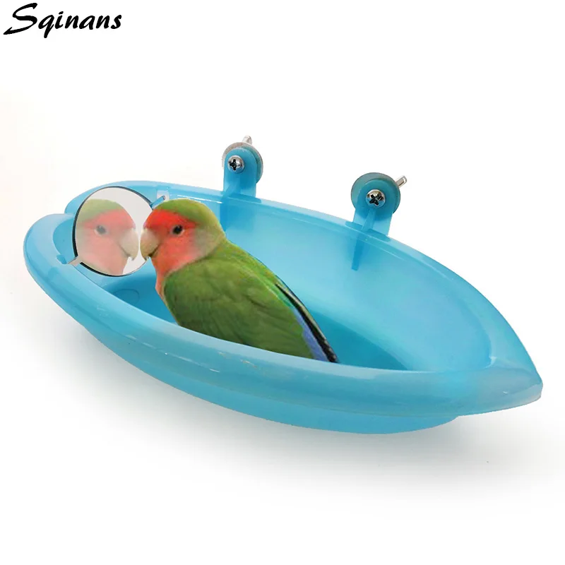 

Sqinans Plastic Pet Bird Parrot Bathtub With/without Mirror Pet Bird Shower Basin Box Feeder Caged Mounted Accessories