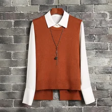 Вязаный женский жилет, Повседневный, круглый вырез, сплошной цвет, открытая спина, шнуровка, топы, женский свитер без рукавов, жилет, Осень-зима, базовые Топы