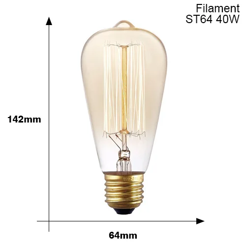 220V ST64 Filament Современный алюминиевый подвесной светильник E27 держатель лампы 110 В 220 В Светодиодный светильник накаливания винтажный Ретро лампа Эдисона Декор Подвесная лампа - Цвет корпуса: 220V ST64 Filament