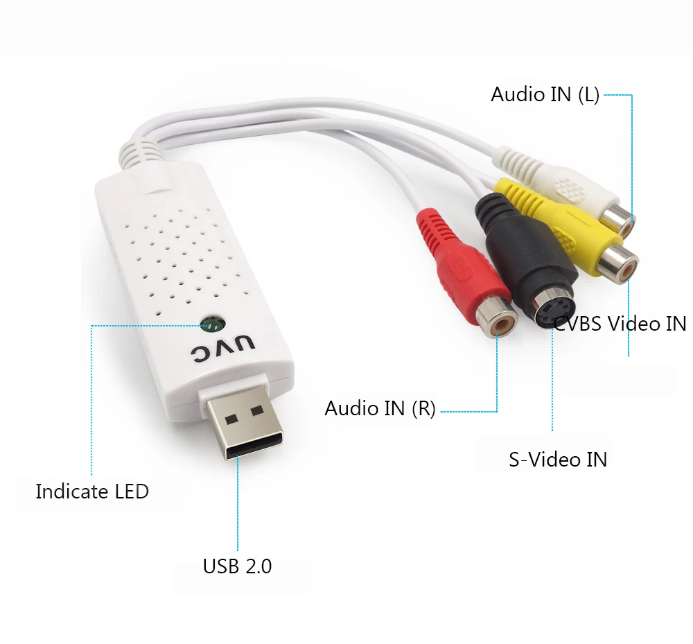 UVC Usb 2,0 легко Кепки видео ТВ DVD VHS DVR Кепки ture адаптер Usb видео Кепки ture Vedio Кепки ture устройства Win7/8/XP/Vista конвертер