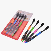 4 шт. двойная ультра мягкая зубная щетка бамбуковый уголь зубная щетка уход за полостью рта антибактериальная зубная щетка черные головки