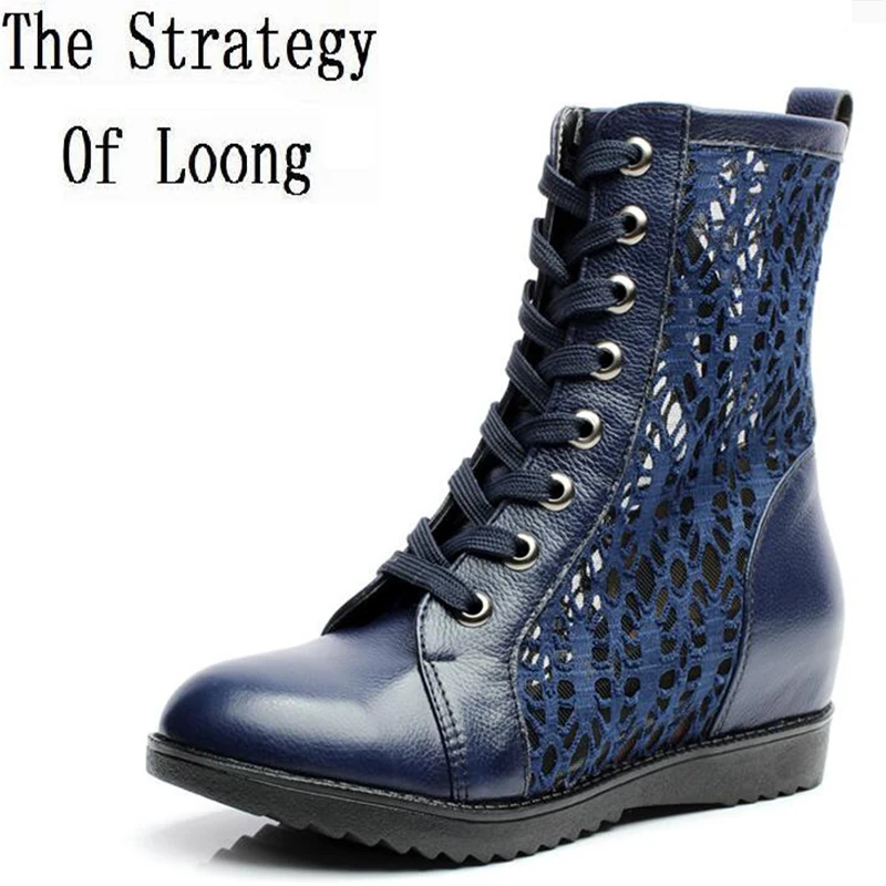 lady fashion boots women summer boots 2017 lace up cut out boots