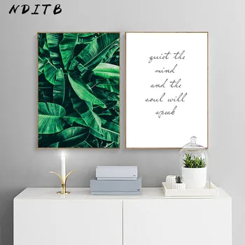 

Green Plant Banana Leaf Canvas Poster Quotes Print Scandinavian Style Painting Decorative Picture Modern Home Nordic Decoration