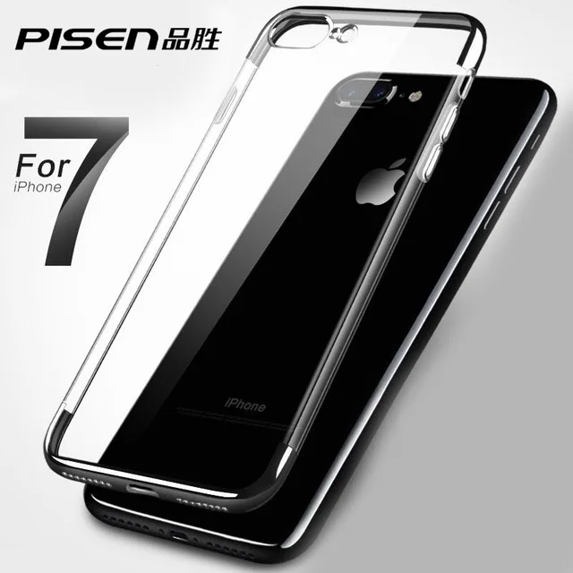 PISEN Для iphone 7 Дело Силиконовый Чехол Для iphone 7 плюс Прозрачный Цвет Тонкий Телефон Защитная Мягкая Оболочка i7 4.7 5.5
