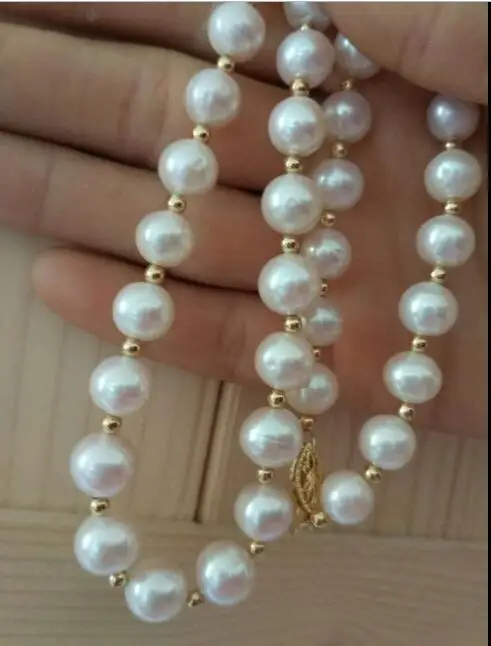 

HUGE AAA 10-11 MM ROUND WHITE PEARL NECKLACE 20" 38" Yellow clasp