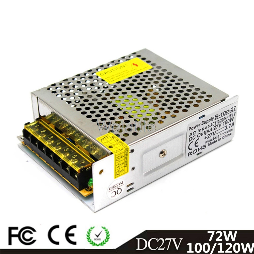 

DC27V 72W 100W 120W LED Light Belt Driver Switching Power Supply 110/220VAC Constant Voltage Transformer Monitoring CCTV CNC