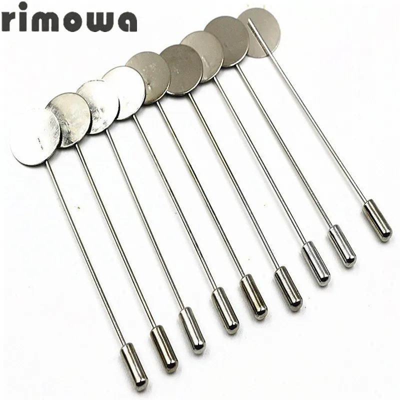 RIMOWA 10pcs/lot Blank Sliver Plating Hijab Pins Settings DIY Jewelry Making Resin Stopper Back Brooches For Women Base Findings |