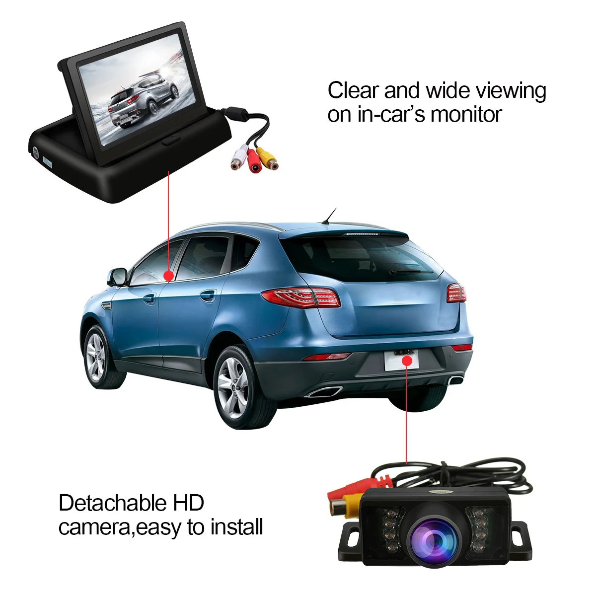 Автомобильный 4,3 складной монитор дисплей экран TFT lcd с ночным видением резервного копирования резервная парковочная камера заднего вида беспроводная ИК