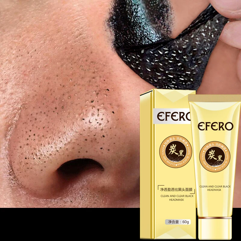 

efero Blackhead Mask Face Nose Blackhead Remover Mask Mud Charcoal Deep Cleansing Peel Off Mask Strips Pore Acne Treatment