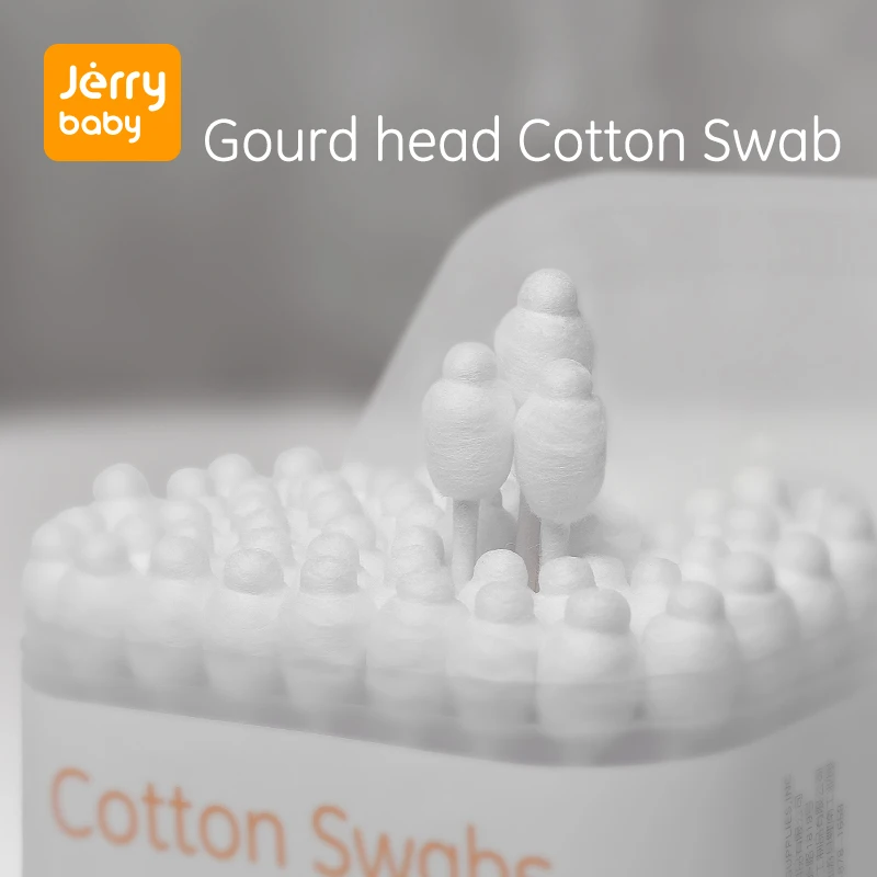

Jerrybaby 56pcs Baby Gourd Shape Swab Cotton Swab Safety Cleaning Baby Ears Stick Health Medical Bud Tip Swab W/ Box
