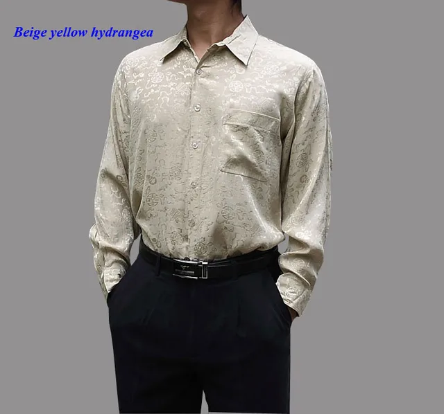 Buy 100 natural silk male long sleeve shirt,19 momme
