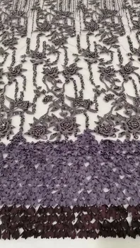 

5 colors High Quality sat-7804 Tulle African Laces Fabric with beads Latest 3d flower French Nigerian Laces Fabrics