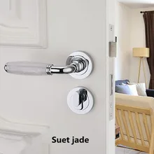 Modern fashion Mechanical mute split indoor wooden door lock silver black Emerald Suet jade bedroom bookroom door handle lock 2018 limited time limited simple bedroom door lock solid wood toilet lock handle split bright chrome magnetic suction lock