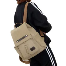 New men and women retro outdoor canvas backpack fashion shoulder bag retro zipper stitching canvas backpack patch detail double zipper canvas backpack