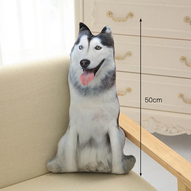 CAMMITEVER 50cm Cute Simulation Dog Plush Toy 3D Printing Stuffed Animal Dog Home Decor Cartoon Sofa Toys Sleeping Pillow Plush