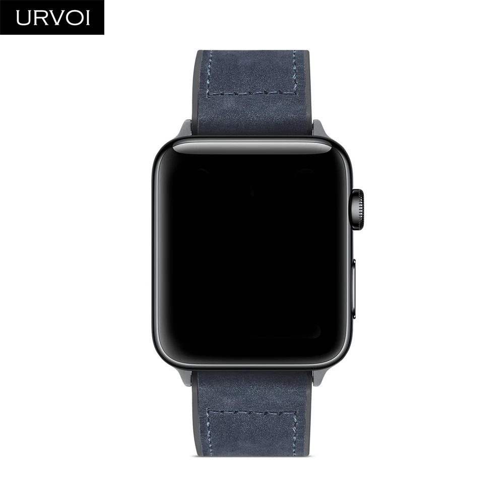 URVOI ремешок для apple watch series 5/4/3/2/1 Матовая Мягкая манжета Кожаный ремешок для наручных часов iwatch, комфортный Прочный классический пряжки дизайн