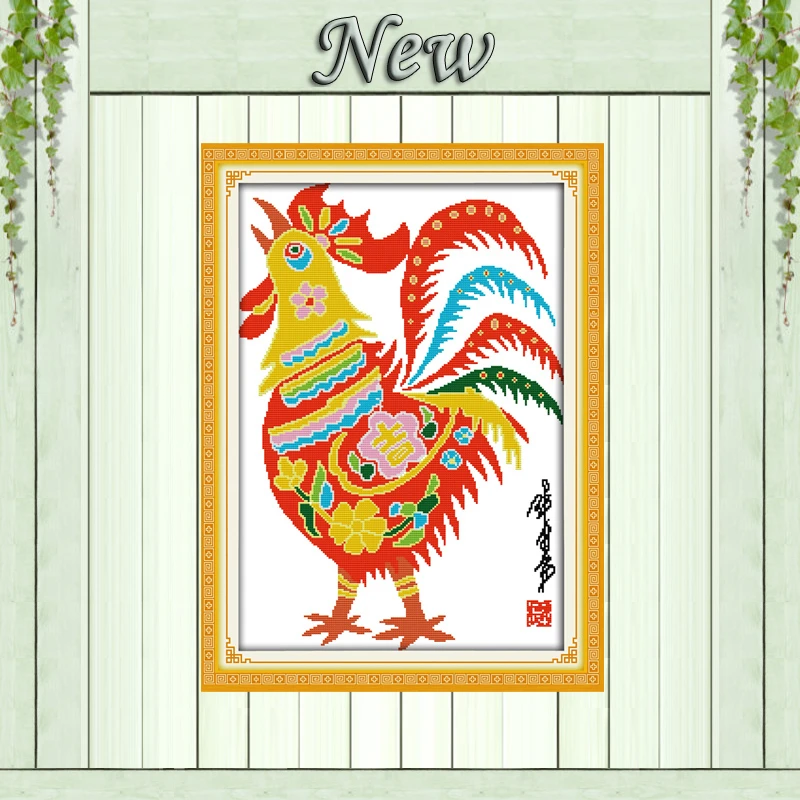 

Paper cutting big rooster paintings counted printed on canvas DMC 14CT 11CT Chinese Cross Stitch Needlework Sets Embroidery kits