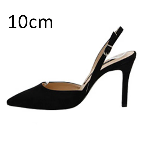 Black Pumps 10cm Для женщин женские туфли-лодочки; пикантные летние туфли на высоком каблуке; Фирменные женские туфли на выход с ремешком на пятке, острый носок Туфли с ремешком и пряжкой модельные туфли для женщин размера плюс - Цвет: Black Pumps 10cm