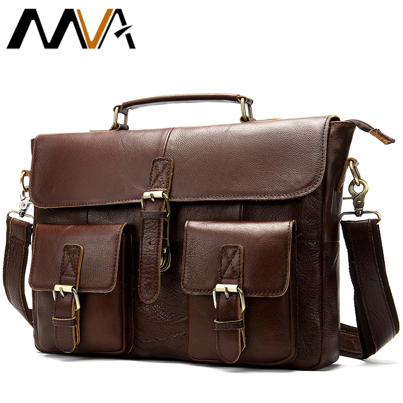 MVA портфель мужская сумка мессенджер из натуральной кожи для ноутбука деловая