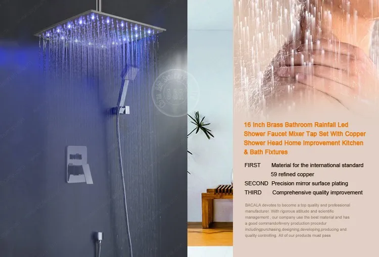 Высококачественные роскошные аксессуары для ванны becola настенный душ со светодиодной подсветкой набор+ 1" светодиодный душ+ светодиодный ручной душ+ душевой шланг B-светодиодный 1616