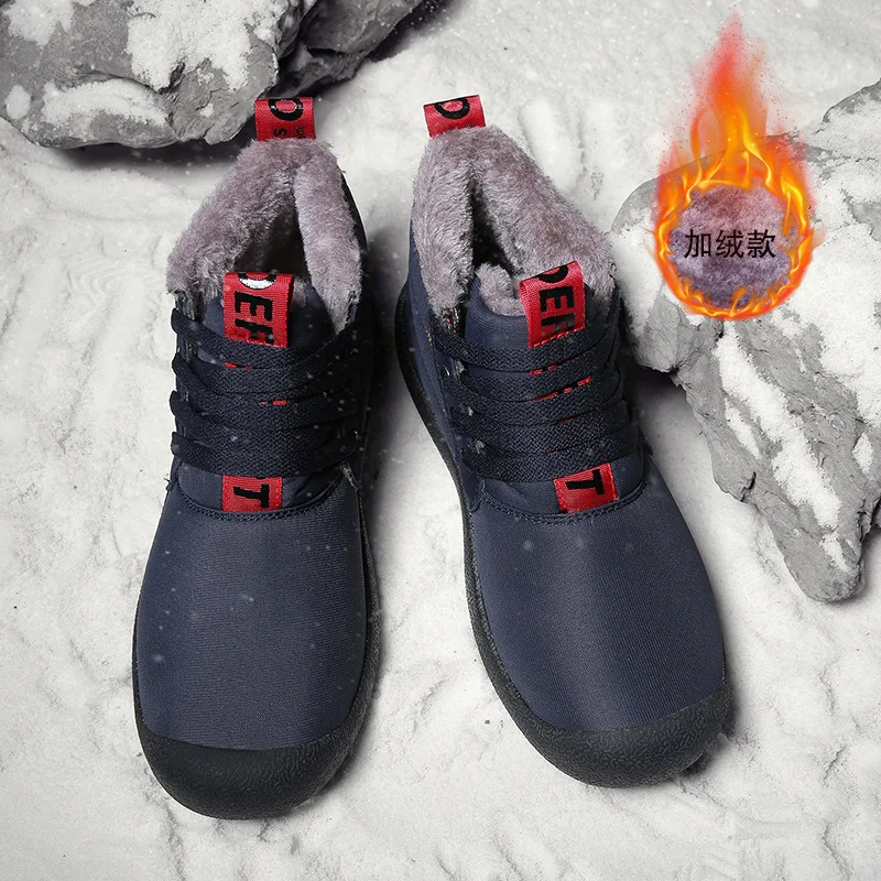 Брендовые мужские ботинки водонепроницаемые ботинки мужские зимние ботинки модная повседневная Уличная обувь на меху на плоской подошве со шнуровкой Мужская обувь высокого качества, размер 39-48