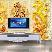 WDBH пользовательские фото 3d обои китайский Золотой Рельефный Дракон и Феникс фон стены 3d настенные фрески обои для стен 3 d