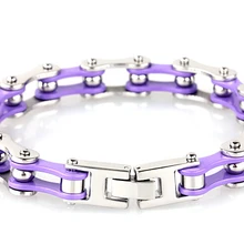Мужской и женский браслет мотоцикл из нержавеющей стали ювелирные изделия Модные Серебряные и фиолетовые для велосипедистов, в виде велосипедной цепи мотор титановый браслет