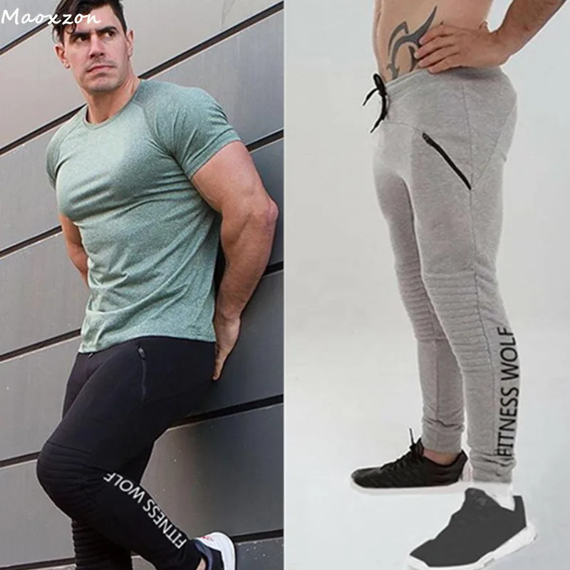 Maoxzon Men's Fashion Drawstring Fitness Slim Pants For Male Black Active Workout Jogger Skinny Pencil Trousers Sweatpants M-XXL |