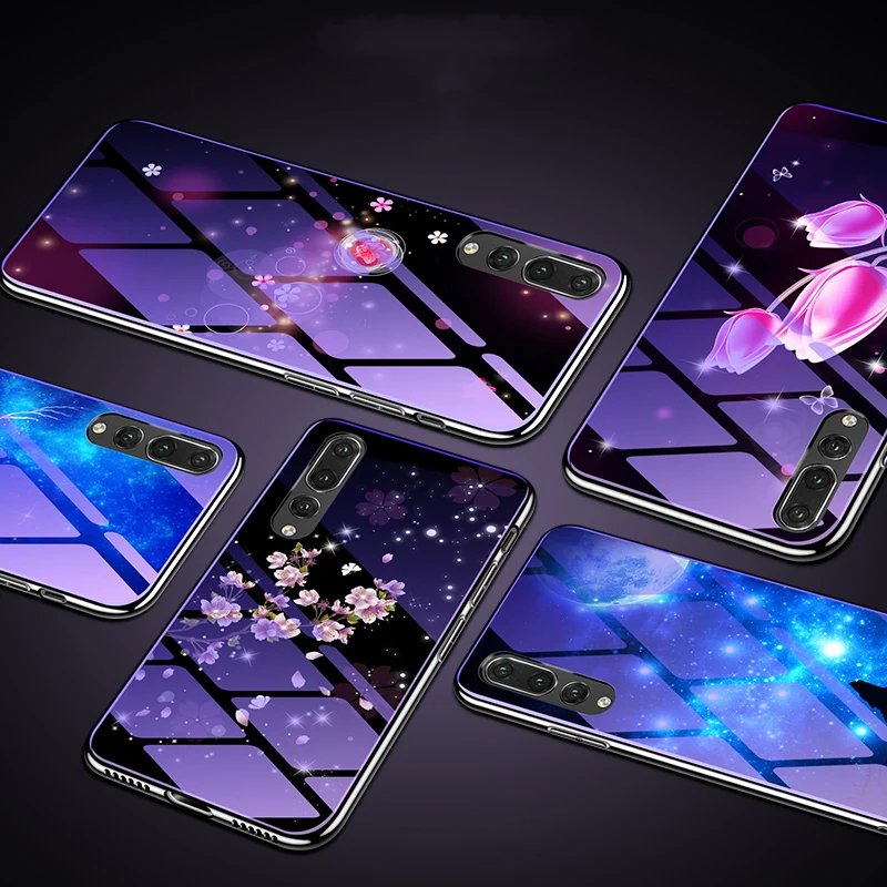 Чехол из закаленного стекла для Huawei P30 P20 Lite роскошный противоударный стеклянный