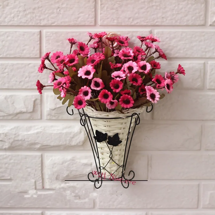 Милый 1 компл. PE хранения ротанга ваза+ цветы ромашка искусственный цветок набор шелковые цветы для дома украшения подарок на день рождения