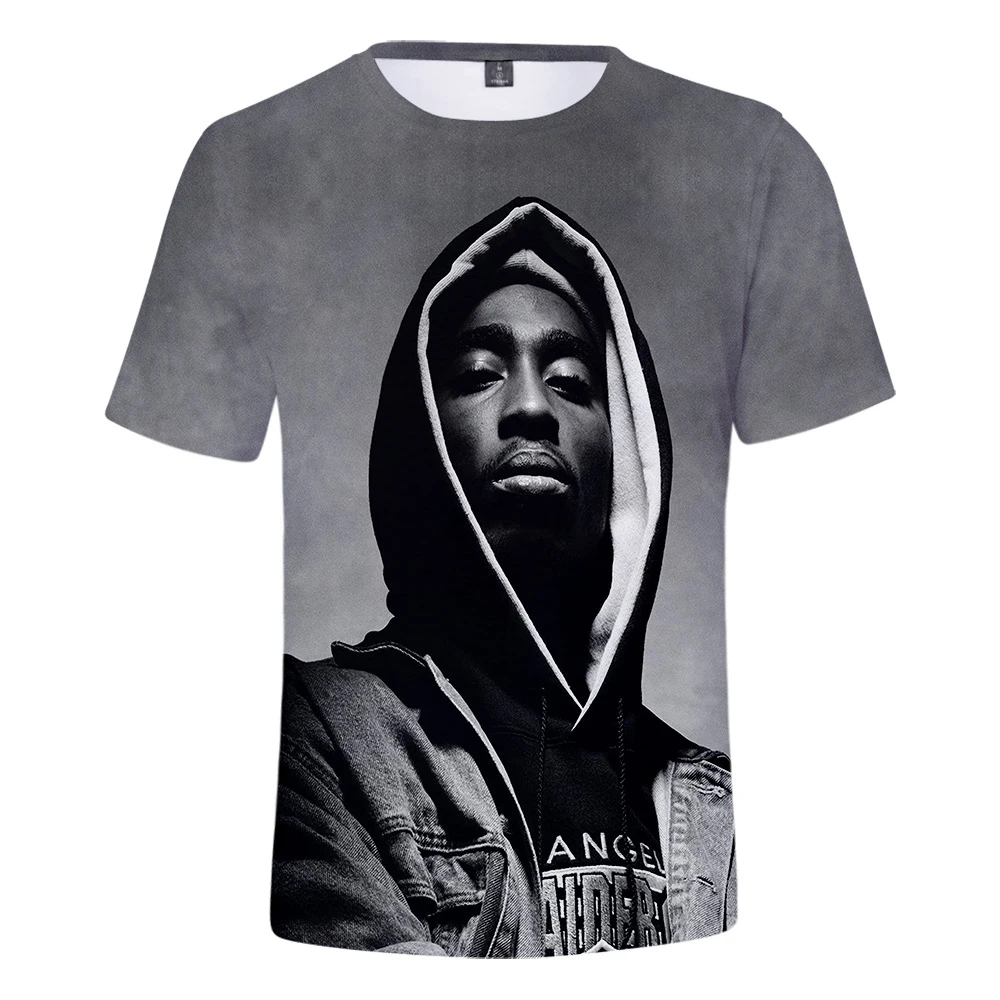 Футболка 2PAC с 3D принтом в стиле K-POP для женщин и мужчин летняя футболка коротким