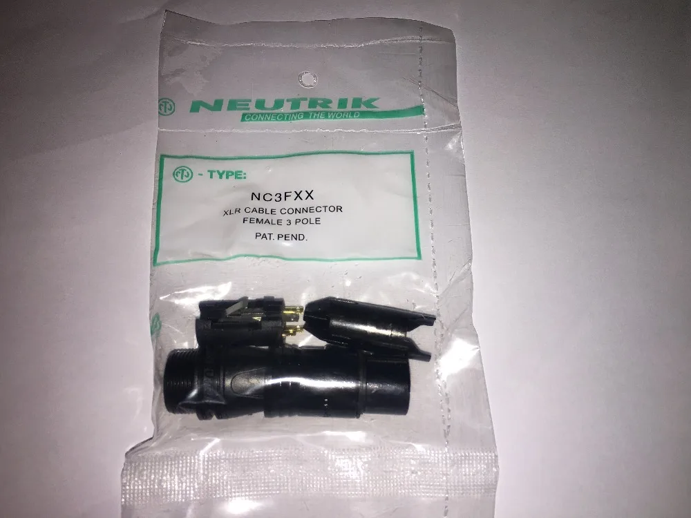 20Pcs lot 10PCS NC3MXX 10PCS NC3FXX NEUTRiK Male and female A set 3Pin XLR Connector black