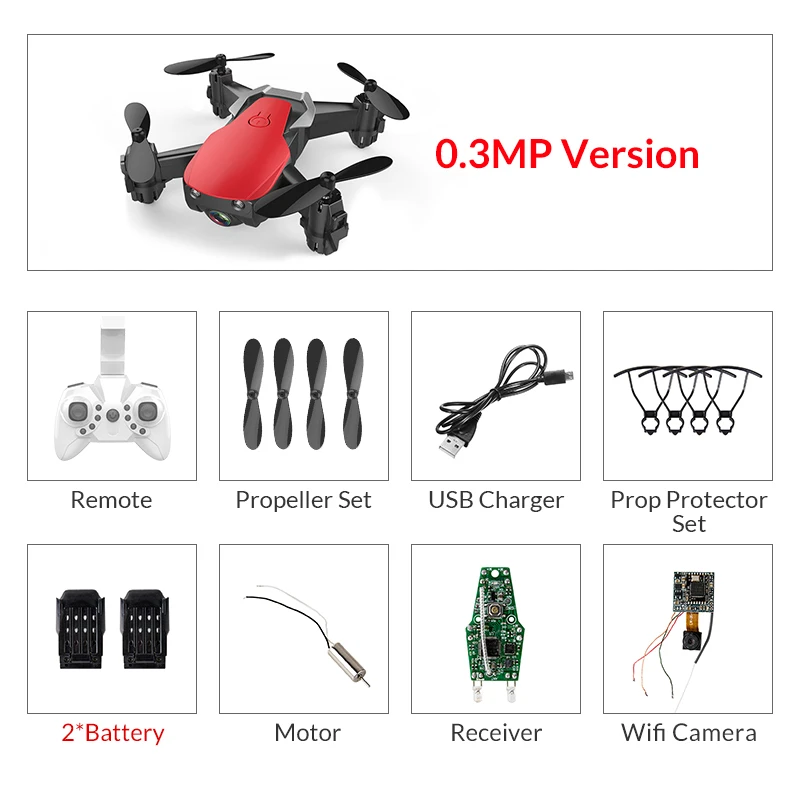 Eachine E61/E61HW Мини WiFi FPV с HD камерой режим удержания высоты складной Радиоуправляемый Дрон Квадрокоптер RTF - Цвет: red 0.3mp 2battery