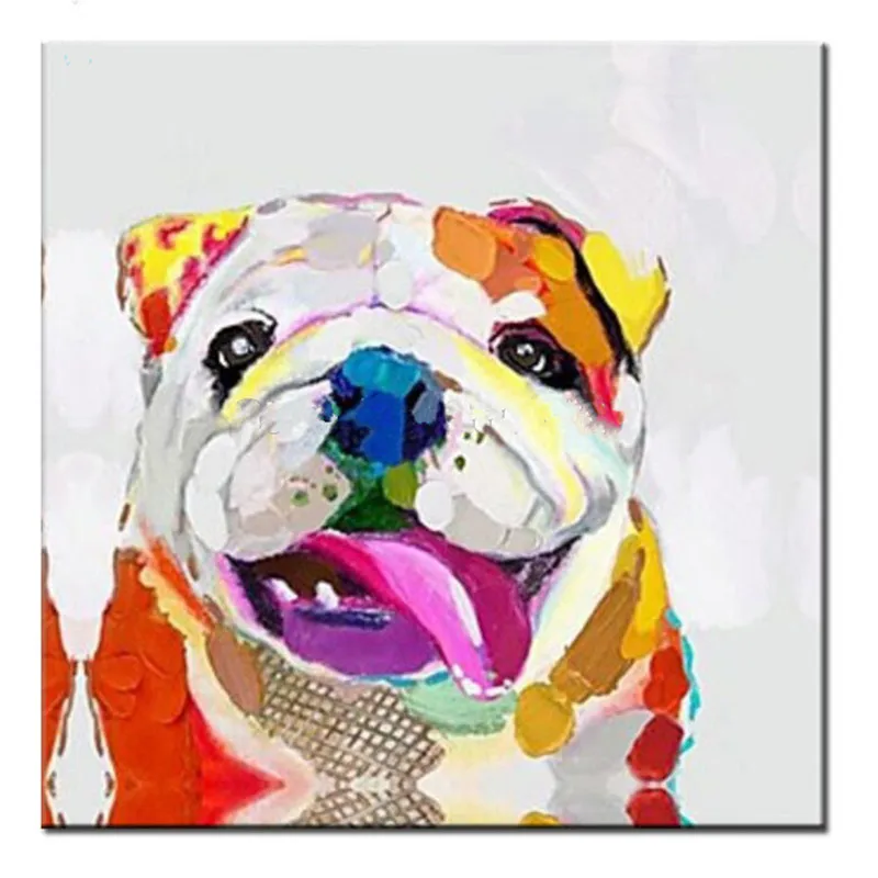 

Handmade Knife Funny Dog Pictures Handpainted Abstract Cartoon Doggy Oil Paintings Modern Home Decor Canvas Art Wall Decoration