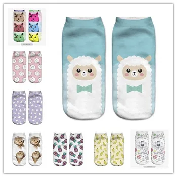 

1 Pair Fashion Unisex Animal Socks Cotton 3D Printed Animals Low Cut Ankle Socks