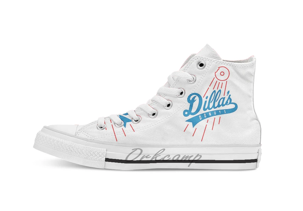

Dilla's Donuts Dodgers Unisex High Top Canvas flat Casual Custom shoes Drop Shipping