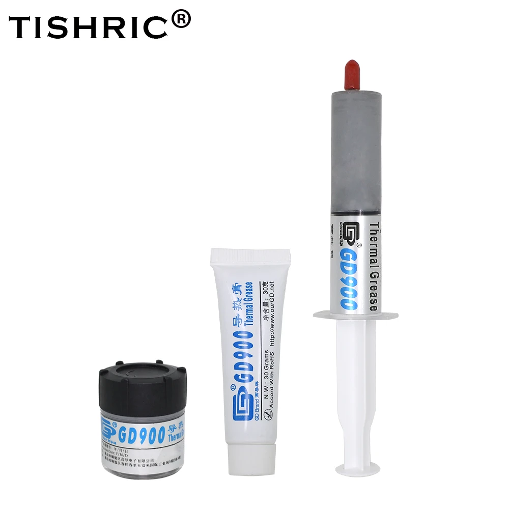 TISHRIC GD900 Thermal Grease Paste Thermal Paste for CPU Cooler PC Fan Silver Thermally Conductive Adhesive GD900 30g/Heatsink