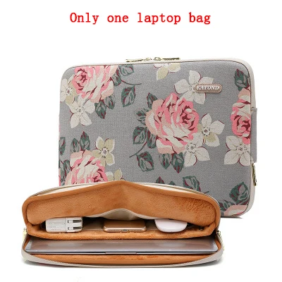 Waterproof Canvas Printing Women Men Sleeve Laptop Bag For Macbook Air 13 Pro 11 12 14 15 Case For Xiaomi Asus Lenovo Cover - Цвет: gray rose flower