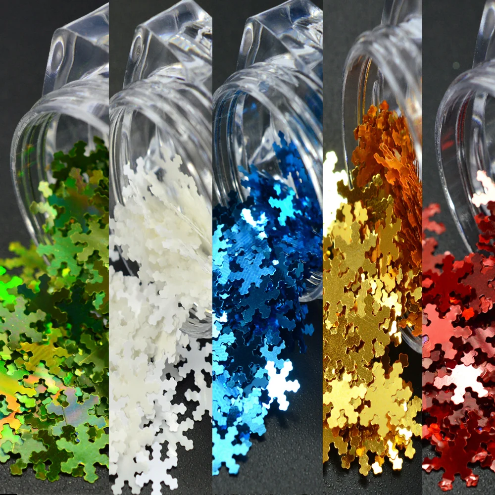 1Pcs 3D Colorful Snowflakes Winter Christmas Style Nail Art Glitter Stickers Powder Nail Gel Tools For Nail DIY Decoration TR396